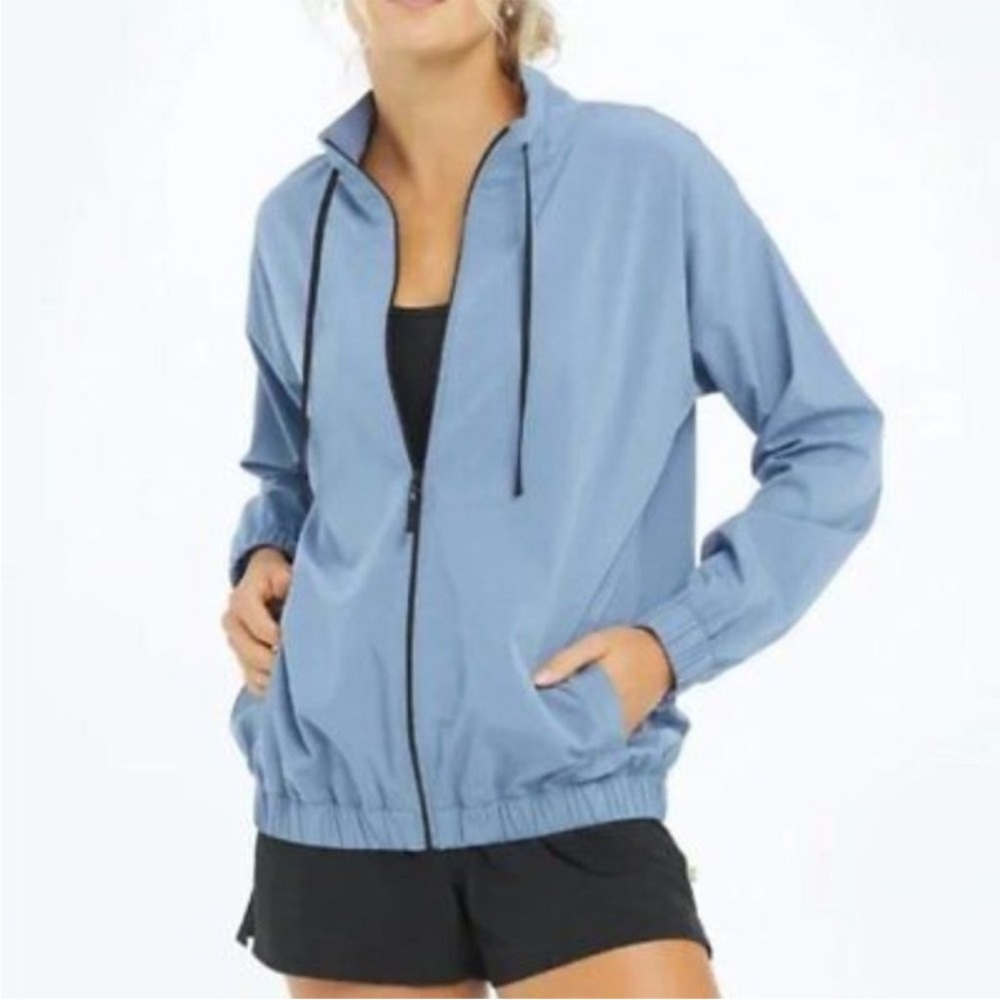 Summersalt Women’s The On-The-Go Zip-Up Jacket - slate blue gray - size Small